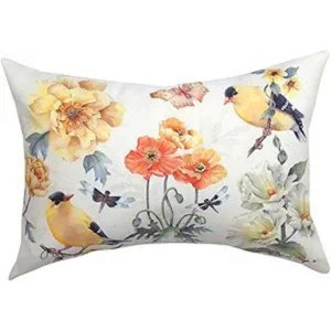 Manual Woodworkers & Weavers Floral Sunshine Garden Pillow – Weatherproof Climaweave 18x13 inch - 1 of 3