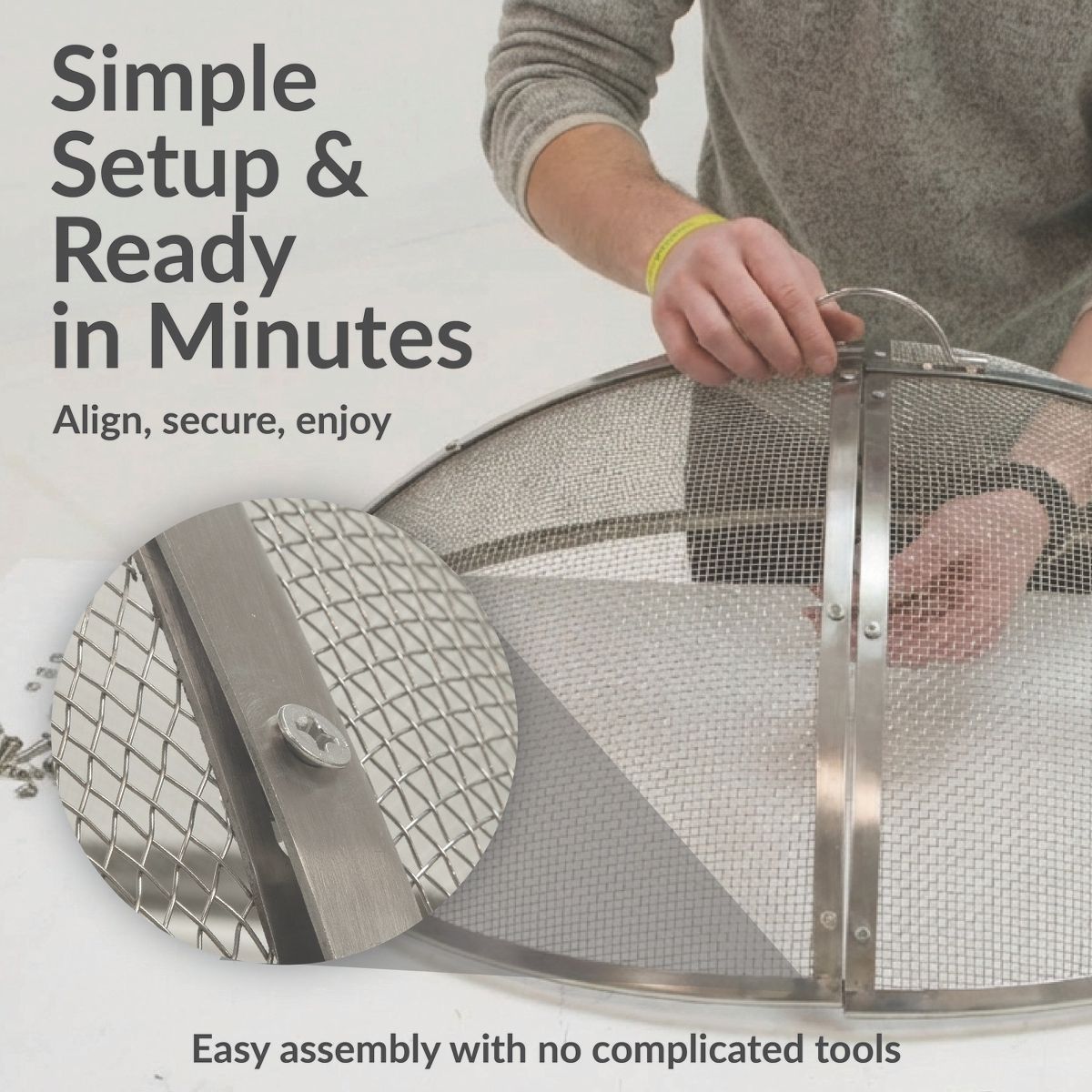Sunnydaze Heavy-Duty Stainless Steel Mesh Round Fire Pit Spark Screen with Lifting Ring - thumbnail 4