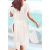 LA LEELA Women's Beachwear Summer Swim Beach Dress Cover Ups for Swimwear Women Short Front Tie Swimsuit Coverups for Women Small-Medium White, Solid - 2 of 4