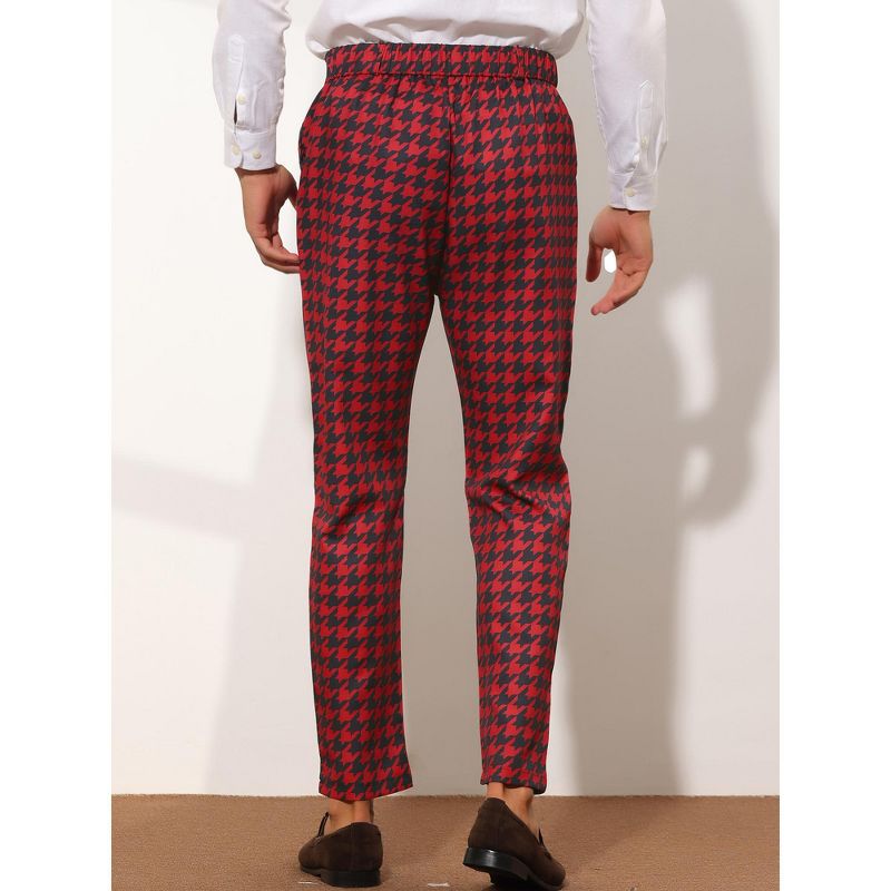 Lars Amadeus Men's Big and Tall Flat Front Houndstooth Dress Trousers, 3 of 6