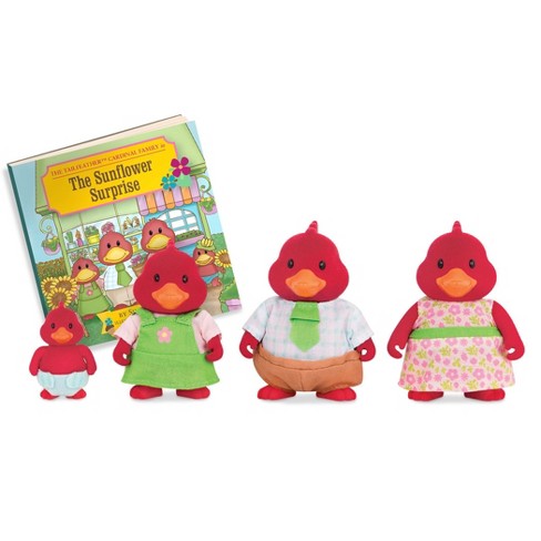 Li'l Woodzeez Miniature Animal Figurine Set - Tailfeather Cardinal Family - image 1 of 4