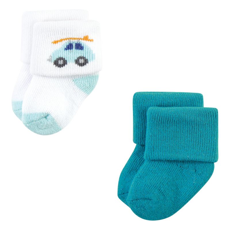 Hudson Baby Infant Boy Cotton Rich Newborn and Terry Socks, Surf Dude, 4 of 7