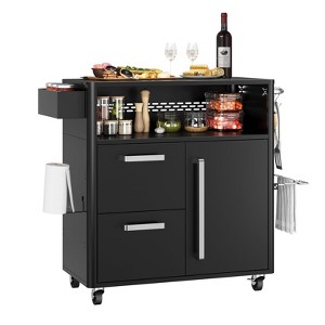 Outdoor Grill Cart with Storage, Kitchen Cart Island Stainless Steel Food Prep Table & Wheels for BBQ or Pizza Oven - 1 of 4