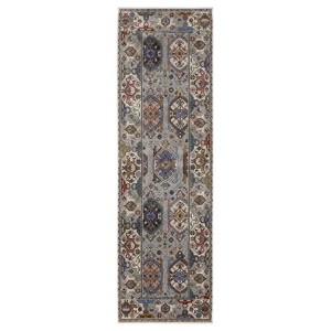 Captiv8e Designs Hanford Global Bordered Medallion Blue/Gray Rug - 1 of 4