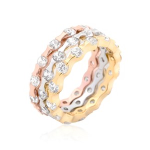 Slickblue Women's Stackable Rings in Tri-Tone, Gold, Silver, Rose Gold, 2.5mm & 6.8mm Width, Size 5-10 - 1 of 4