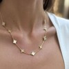 Adornia 14k Gold Plated Mixed Mother of Pearl and CZ Clover Station Necklace - 2 of 4