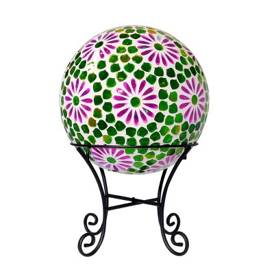 Photo 1 of 24 x 16 Indoor/Outdoor Glass Gazing Globe with LED Lights and Stand Purple/Green - Alpine Corporation