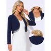 Allegra K Women's Long Sleeve Cropped Contrast Trim Bolero Casual Work Cardigan - 2 of 4