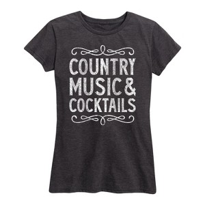Women's - Country Casuals - Country Music And Cocktails Short Sleeve Graphic T-Shirt - 1 of 4