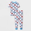 Toddler Boys' 4pc Hot Wheels Cotton Pajama Set - Blue/White 5T - 2 of 4