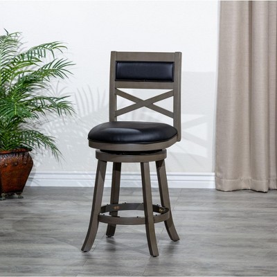 NicBex Dining Chairs Upholstered Chair Counter Height Chairs Black X-Back Swivel Chair Leather Seat for Kitchen