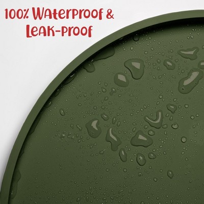 Small Khaki Green Silicone Waterproof Dog Food Mat