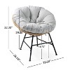GDFStudio Doreen Outdoor Wicker Shell Chair with Cushions (Set of 2) - 3 of 4