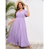 Whizmax Women Plus Size Wrap Maxi Dress Short Flutter Sleeves Empire Waist Split A Line Boho Casual Dress Purple 2XL - 3 of 4