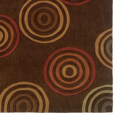 5'x7' Trio Collection Concentric Circles Area Rug Chocolate/Terracotta - Linon