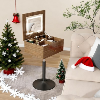 ELECWISH Vanity Tables, Rotating 3 in 1 Flip Top Adjustable Small Makeup Vanity Desk with Mirror and Lights for Bedroom