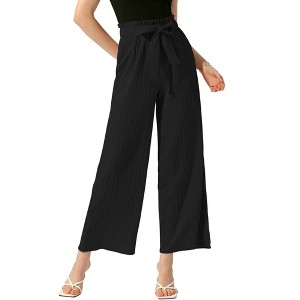INSPIRE CHIC Women's Tie Knot High Waist Pleated Wide Leg Pants with Pockets - 1 of 4