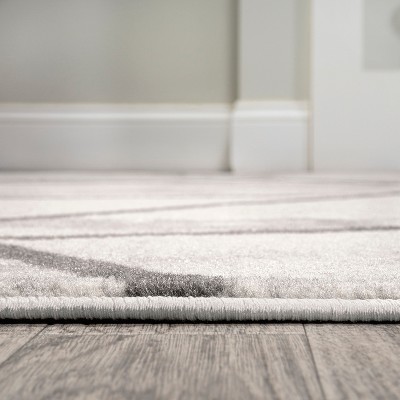 Grey Geometric Abstract 4' x 6' Easy-Care Synthetic Area Rug
