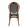 Emma & Oliver Colmar Set of Four Indoor/Outdoor Stacking Thonet Bistro Style Chairs with PE Rattan Seat and Metal Frame - 3 of 4