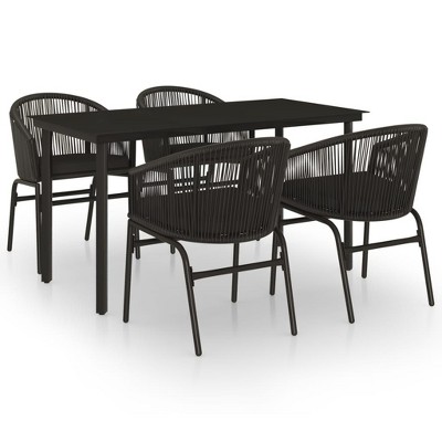 vidaXL Patio Dining Set Outdoor Dining Set Table and Chair Set for Garden - Black 5 Piece 55.1" Table Length