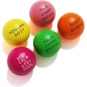 5-Pack Stress Balls, with Uplifting Quotes for Anxiety Relief and Hand Strength Exercise - 1 of 4