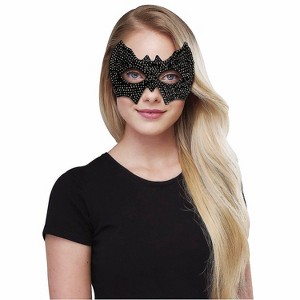 Fun World Fun World Adult General Sizing Black Diamond Bat Eye Mask Rhinestones Halloween Costume Mask - Black One Size - 1 of 1