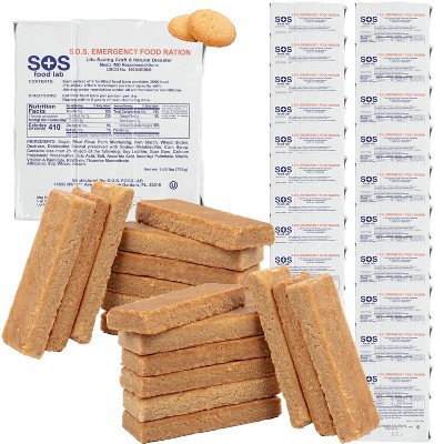 SOS Food Lab Emergency Food Bar - 3600 Calorie Ration (20 Pk Shortbread Cookie) - 3 Day/72 Hour Ready to Eat Supply for Camping - 5 Year Shelf Life!