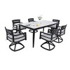 7-Piece Outdoor Dining Set,Swivel Rockers and Marble-Inspired Sintered Stone Top Dining Table, Aluminum Chairs with Foam Cushions-Coolbibila - 4 of 4