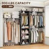 Dexmalle Heavy Duty Wood Closet System Wardrobe with 4 Hang Rods & 5 Shelves - 3 of 4