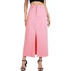Women's High Waist Maxi Denim Skirt - A-Line Stretch Long Skirt with Front Split & Raw Hem 9010pink - 4 of 4