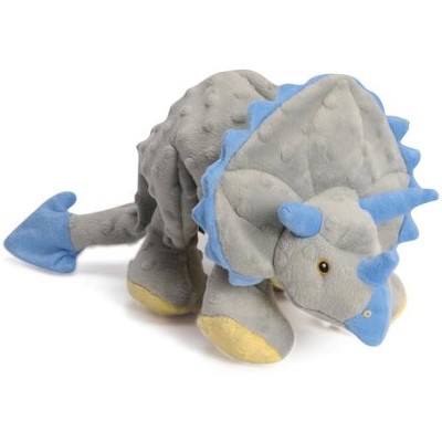 goDog Dinos Frills Squeaky Plush Dog Toy, Chew Guard Technology - Gray, Large