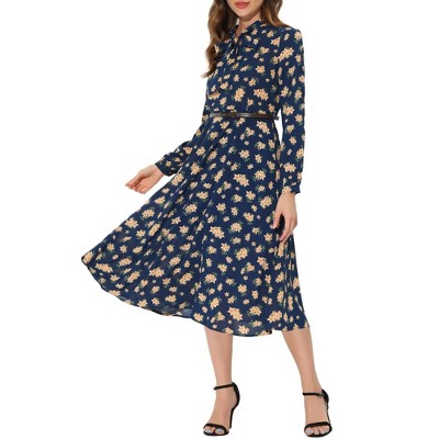 flowy midi dress long sleeve