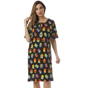 Just Love Womens Nightgown - Short Sleeve Henley Oversized Sleepwear Gown - 1 of 3