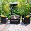 Tangkula Outdoor Rattan Conversation Set 4 Pieces Patio wicker Chairs - 3 of 4