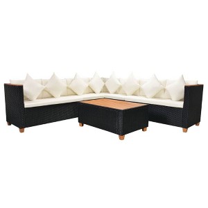 vidaXL Patio Furniture Set Set of 5 Black Poly Rattan Large Modular - 1 of 4