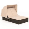 Costway 2-person Rattan Lounge Bed with Retractable Canopy 5-position Adjustable Backrest - image 2 of 4