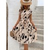 Floral Dress for Women Wedding Guest Crewneck Short Sleeve Casual Summer Dress Tie Waist Midi Flowy Boho Beach Dresses - 4 of 4