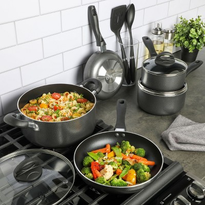 Oster 10 Piece Black Non-Stick Aluminum Cookware Set