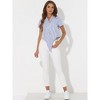 Allegra K Women's Retro Striped Button Up Short Sleeve Tie Front Crop Shirt - 3 of 4