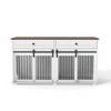Akoasm 63 in. W Double Dog Large Dog Crate Furniture with 2 Drawers, Dividers & Sliding Doors-White - 3 of 4