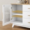 Sideboard Buffet Cabinet with 3 Drawers & 2 Glass Doors - 3 of 4