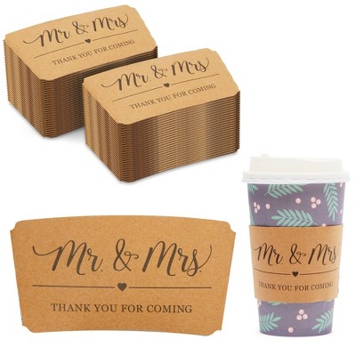 Personalized Insulated Cardboard Coffee Sleeves for Wedding Coffee Bar