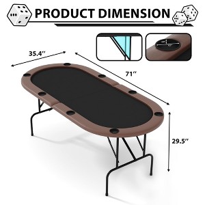 8-Person Oval Poker Table Foldable, Casino-Style Card & Board Game Table With Cup Holders Ideal for Game Rooms - 1 of 1