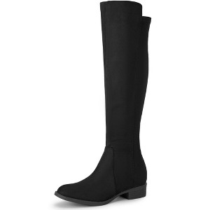 Perphy Women's Round Toe Zipper Block Heels Knee High Boots - 1 of 4