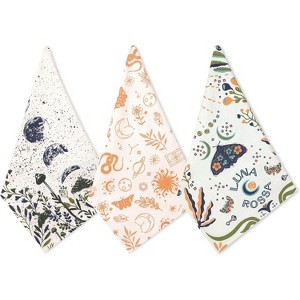 Folkulture Kitchen Hand Towels, Set of 3, 20 x 26 inches 100% Cotton Dishcloths Sets for Home, Farmhouse Dish or Tea Towels (Luna Rosa) - 1 of 4