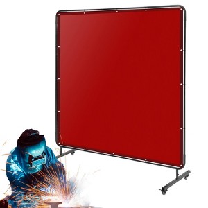 Welding Curtain Screen, Flame-Resistant Vinyl Welding Screen with Frame, 4 Swivel Wheel (2 Lockable) for Workshop and Industrial Protection - 1 of 4