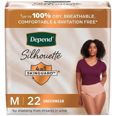 Depend Silhouette Incontinence & Postpartum Underwear for Women - Maximum Absorbency - M - Pink - 22ct