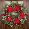Northlight Poinsettia and Pinecone Mixed Pine Artificial Christmas Wreath - 30" - Unlit - 3 of 4