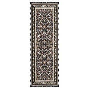 Scalloped Floral Rug Washable Non-Slip Boho Hallway Rug Soft Carpet for Kitchen, Bathroom, Laundry, Entryway - 1 of 4