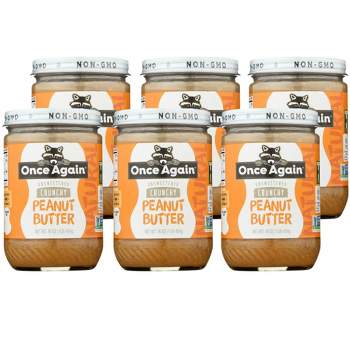 Once Again Natural Unsweetened Crunchy Peanut Butter - Case of 6/16 oz